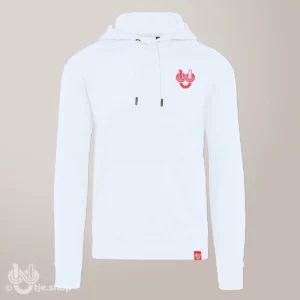 Hoodie Infinity U’tje – snow white - kleintje rood