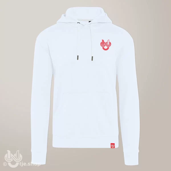 Hoodie Infinity U’tje – snow white - kleintje rood
