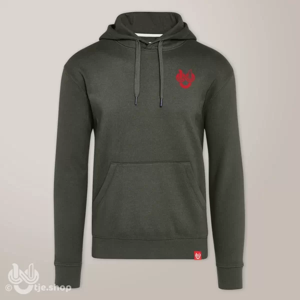 Hoodie Infinity U’tje – Factory Green - kleintje rood