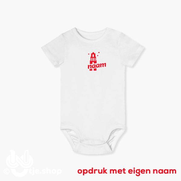 030 - witte T-shirt Romper met Eigen Naam - Afbeelding 2