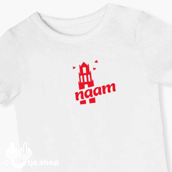 030 - witte T-shirt Romper met Eigen Naam