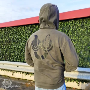 streetwear hoodie factory green olive met black carbon opdruk